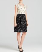 Adrianna Papell Dress - V-Neck Polka Dot - Lyst