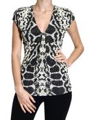 Roberto Cavalli Top Short Sleeve V Jersey Print Animalier - Lyst