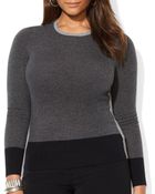 Ralph Lauren Lauren Plus Cashmere Color Block Sweater - Lyst