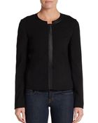 Lafayette 148 New York Leather-Trim Jacket - Lyst