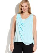 Calvin Klein Plus Size Sleeveless Draped Top - Lyst