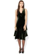 Lauren by Ralph Lauren Velvet V Neck Dress - Lyst