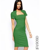 Asos Tall Square Neck Bengaline Pencil Dress - Lyst