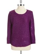 Anne Klein Sequined Three Quarter Pullover - Lyst