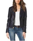 Michael Kors Quilted-Panel Leather Jacket - Lyst