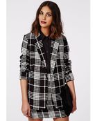 Missguided Annia Monochrome Check Textured Boyfriend Blazer Black - Lyst