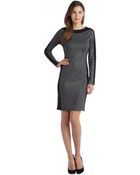BCBGMAXAZRIA Silver And Black Stretch Ponte Knit 'Sage' Dress - Lyst
