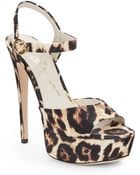 Alice + Olivia Lena Leopard-Print Canvas Platform Sandals - Lyst