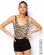 Asos Tall Rib Body With Leopard Print - Lyst