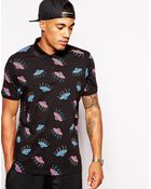 Asos Polo Shirt With Spaceship Print - Lyst