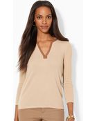 Lauren by Ralph Lauren Faux-Suede-Trim Top - Lyst