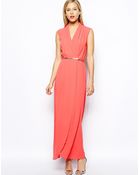 Oasis Crepe V-Neck Maxi Dress - Lyst