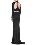 Versace Mockneck Longsleeve Gown with Chevron Beaded Waist - Lyst