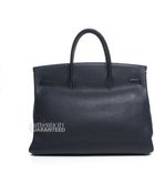 Hermes Pre-Owned Bleu Marine Fjord Birkin 40 Bag - Lyst