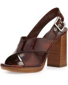 Prada Spazzolato Leather Crisscross Sandal - Lyst