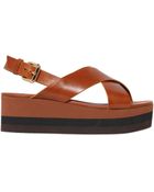 Fendi 60Mm Brushed Calfskin Wedge Sandals - Lyst
