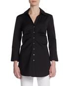 Lafayette 148 New York Matilda Ruched Stretch Cotton Blouse - Lyst