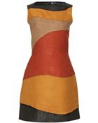 Proenza Schouler Leather Detailed Woven Sheath Dress - Lyst