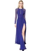 Elie Saab Silk Crepe Cady Georgette & Lace Dress - Lyst