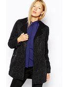 See U Soon Metallic Mix Longline Biker Coat - Lyst