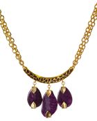Kara Ross Gold Tone And Triple Amethyst Stone Necklace - Lyst