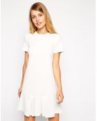 Asos Shift Dress In Crepe With Peplum Hem - Lyst