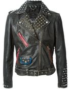 Diesel Distressed Studded Biker Jacket - Lyst