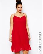Asos Curve Cami Dress With Peplum Hem - Lyst