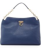 Versace Pebbled Leather Hobo Bag - Lyst