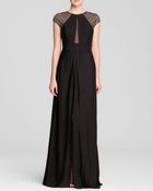 Ml Monique Lhuillier Gown - Beaded Cap Sleeve Column - Lyst