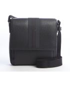 Ferragamo Black Leather Gancio Detail Messenger Bag - Lyst