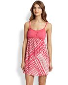 Josie Printed Drawstring-Waist Chemise - Lyst