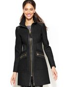 Via Spiga Faux-Leather-Trim Zip-Front Walker Coat - Lyst