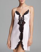 Oscar de la Renta Lace Front Charmeuse Chemise - Lyst
