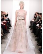Oscar de la Renta Lame Bow Embroidered Tulle Gown - Lyst