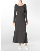 Calvin Klein Rib Knit Belted Maxi Dress - Lyst