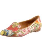 Alexander McQueen Floralprint Cotton Smoking Slipper - Lyst