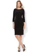 Lauren by Ralph Lauren Plus Size Three-Quarter-Sleeve Embellished Dress - Lyst