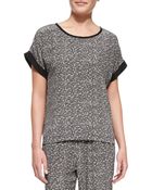 Vince Pathways Cuff-Sleeve Printed Silk Top - Lyst