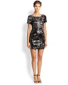 Milly Short-Sleeve Sequin Dress - Lyst