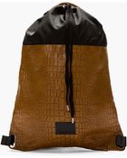 Kris Van Assche Brown Leather Embossed Croc Backpack - Lyst