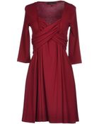 Twin-set Simona Barbieri Wide Neckline Jersey Maroon Short Dress - Lyst