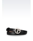 Giorgio Armani Belt In Calfskin Logo Buckle - Lyst