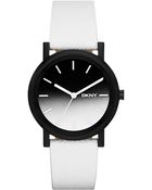 DKNY Womens Soho White Saffiano Leather Strap Watch 34mm - Lyst