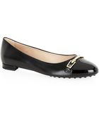 Tod's Buckle Toe Cap Ballet Pump - Lyst