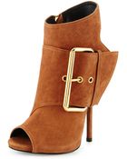 Giuseppe Zanotti Leather Peep-Toe High-Heel Bootie - Lyst