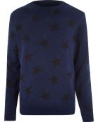 River Island Blue Marl Star Print Sweatshirt - Lyst