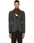 Kolor Gray and Brown Felt Trim Blazer - Lyst
