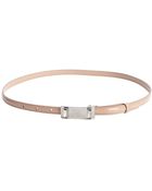 Prada Nude Patent Leather Silver Buckle Skinny Belt - Lyst