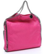 Stella McCartney Dark Blue Faux Suede Three Chain Link 'Falabella' Shoulder Bag - Lyst